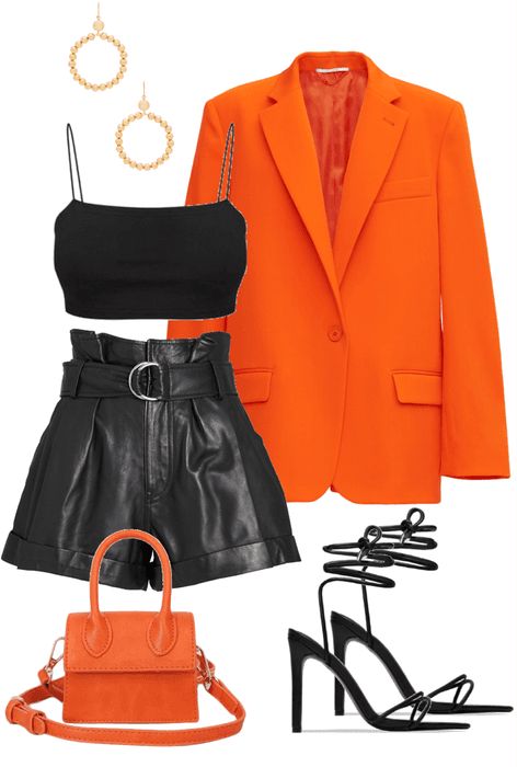 Night Out Outfit | ShopLook Orange Blazer, Night Out Outfit, Mode Inspo, Looks Chic, Dressy Outfits, Fancy Outfits, Teenage Fashion Outfits, Mode Vintage, Lookbook Outfits