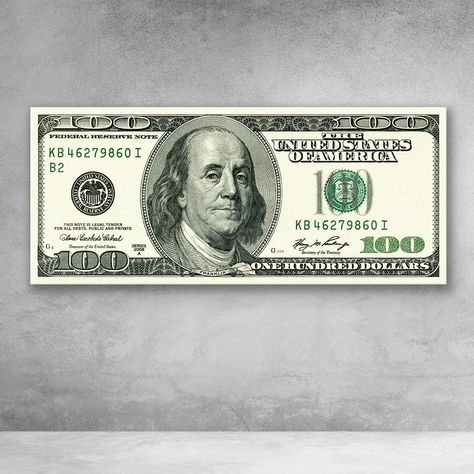 Us 100 Dollar Bill, 100 Dollar Bill Tattoo, Dollar Illustration, Dollar Bill Art, Money Wall Art, Dollar Tattoo, Chicanas Tattoo, Banknotes Money, Money Template