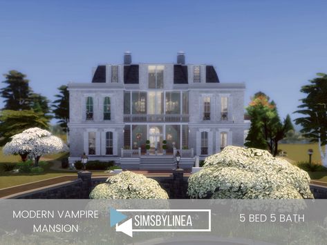 Sims 4 — Modern Vampire Mansion by SIMSBYLINEA — Just because you're centuries old and are allergic to the sun doesn't Modern Vampire House, Modern Vampire, Vampire Mansion, House Sims 4, Vampire House, Modern Vampires, Industrial Living, City Dog, Industrial Livingroom