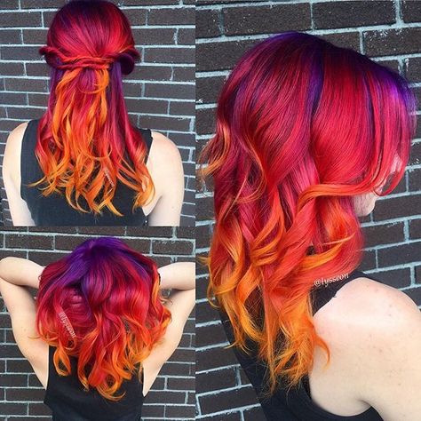 Magenta Hair Colors, Flame Hair, Sunset Hair, Magenta Hair, Fire Hair, Cute Hair Colors, Hair Color Inspiration, Hair Colour Ideas, Beautiful Red Hair