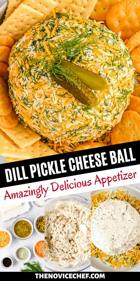 Cream Cheese Pickles, Dill Pickle Cheese Ball, Pickle Cheese Ball, Jalapeno Cheeseball, Cheese Ball Dip, Honey Mustard Pretzels, Entertaining Snacks, Cheddar Cheese Ball, Cheese Pickles