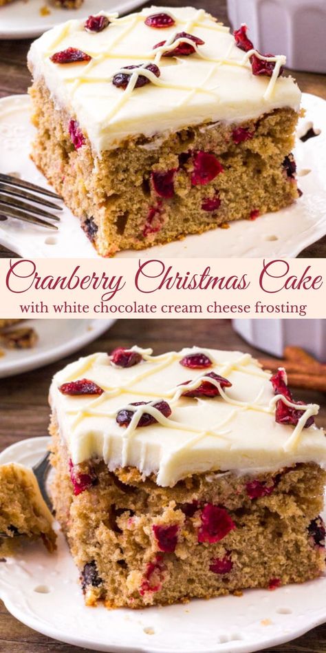 Dried Cranberry Cake, Cakes For Christmas Easy, White Chocolate Cranberry Bundt Cake, Christmas Sheet Cake Recipes, Cranberry Xmas Cake, European Christmas Desserts, Cranberry Cake Christmas, Torte Recipes Desserts, Best Christmas Cakes