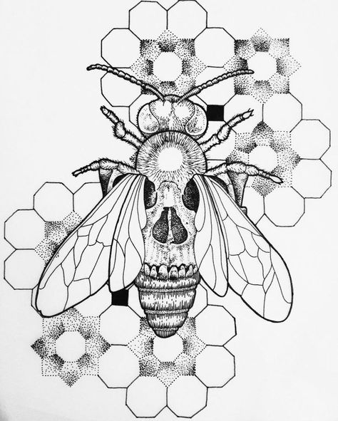 geometric tattoo TBH this is my entire aesthetic Bumble Bee Tattoo Tattoo Sketches Tattoo Drawings Honeycombs Drawings, Honeycomb Tattoo, Bumble Bee Tattoo, Bee Drawing, Insect Tattoo, Omerta Tattoo, Geometric Drawing, Bee Tattoo, Line Art Tattoos