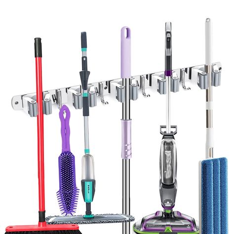 Broom Organizer, Broom Hanger, Small Vacuum, Garage Room, Mop Holder, Garden Garage, Broom Holder, Mops And Brooms, Tool Rack