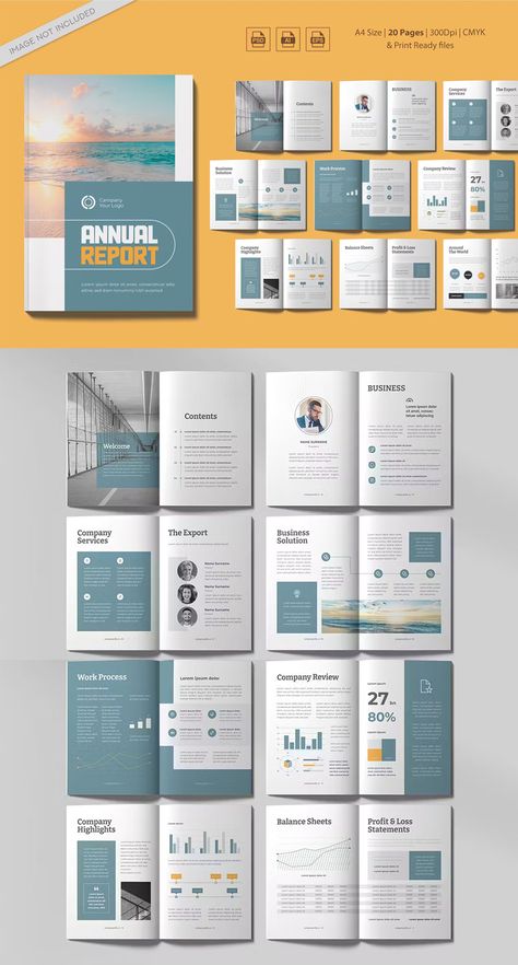 Annual Report Brochure Template AI, EPS, PSD. 20 Pages. Modern Annual Report Design, Report Design Ideas, Leaflet Design Template, Annual Report Cover Design, Annual Report Layout, Common App, A4 Design, Common App Essay, Ebook Template Design