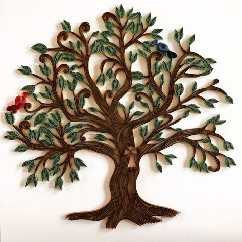 Tree of Life Quilled Trees Pattern, Tree Of Life Quilling, Quilled Tree Of Life, Quilling Trees, Quilling Tree, Fall Tree Art, Quilled Tree, Quilling Patterns Tutorials, Paper Beads Diy