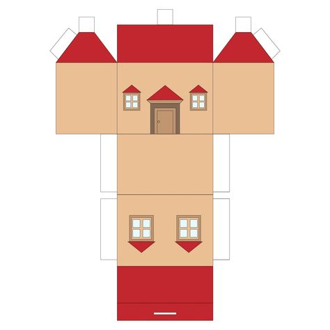 Cardboard House Template Free Printable, Maket House, House Printable Templates, Printable House Template, Paper House Template Printables Free, Papercraft House, Paper House Printable, House Paper Craft, Cozy Living Room Decor Ideas