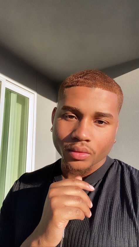 Low Taper Fade Haircut Brown Hair, Ginger Hair Men Black, Brown Waves Hair Black Men, Black Ginger Men, Hair Color Ideas For Men Black, Ginger Black Man, Honey Brown Hair Men, Black Men With Brown Hair, Black Men Hair Color Ideas