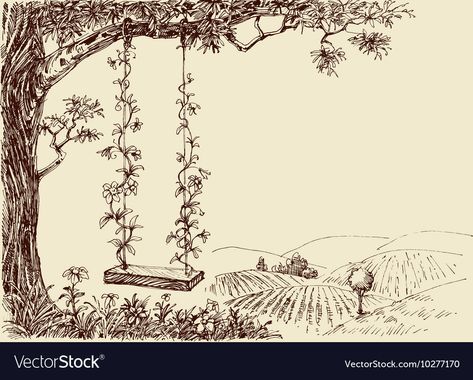 Bookworm Drawing, Swing Drawing, Bush Drawing, Forest Sketch, Forest Vector, Bridge Drawing, Vine Drawing, Forest Drawing, Animal Art Projects