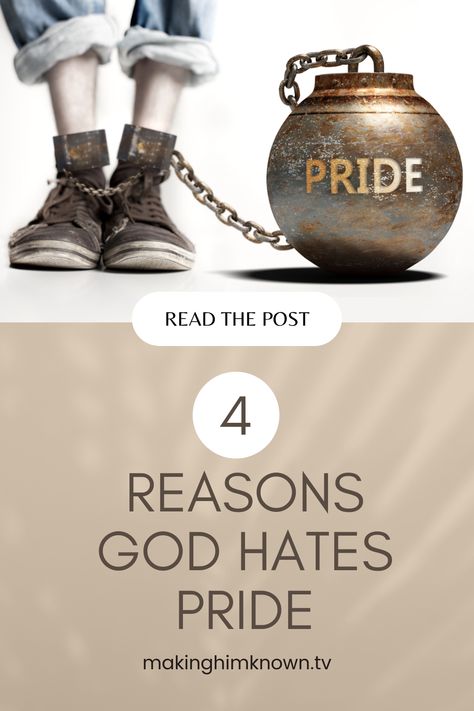 Growing up, people told me to hold my head high and be proud. Pride to me meant I was strong. It meant I was capable. Pride meant that I would never need anyone or anything. You see, I thought pride was my key to success. Well, I was wrong. Dead wrong. Open your Bible. You don’t have to read far to find stories of pride and the pain it caused. Pride is the reason Lucifer fell and Adam and Eve disobeyed God. And that was just the beginning. #Godhatespride God Hates Pride, Pride In The Bible, Sin Of Pride, Pride Quotes, Study Scripture, I Was Wrong, Biblical Verses, Bible Study Notes, Bible Facts