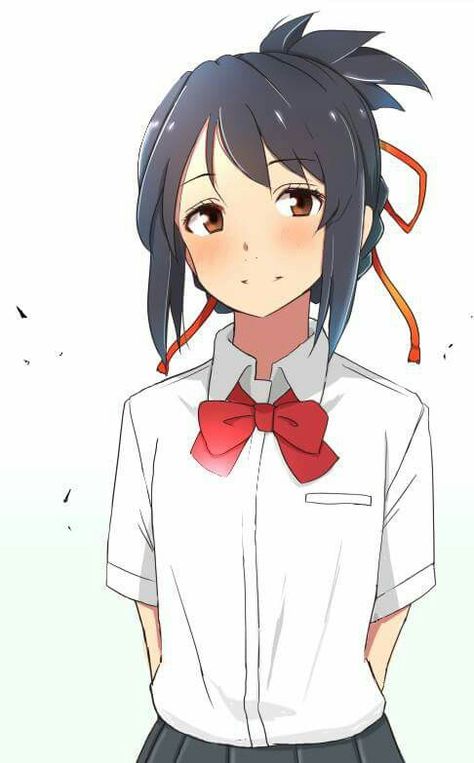 Your name Mitsuha Miyamizu, An Anime, Wallpaper Iphone, Your Name, Black Hair, Iphone, Hair, Anime, White