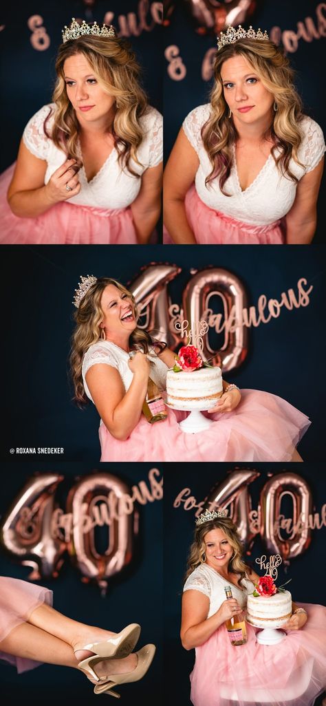 Adult Cake Smash Photoshoot, Up Cake Smash, Paper Tiara, 40th Birthday Celebration Ideas, 40th Birthday Photo Shoot, 40th Birthday Shoot, Photoshoot Studio Ideas, Adult Cake Smash, Diy Photo Booth Backdrop