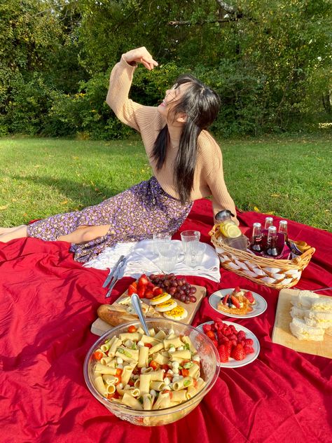 Red Picnic Aesthetic, Red Picnic, Aesthetic Picnic, Red Blanket, Picnic Aesthetic, Aesthetic Red, Picnic Foods, Ethnic Recipes, Quick Saves