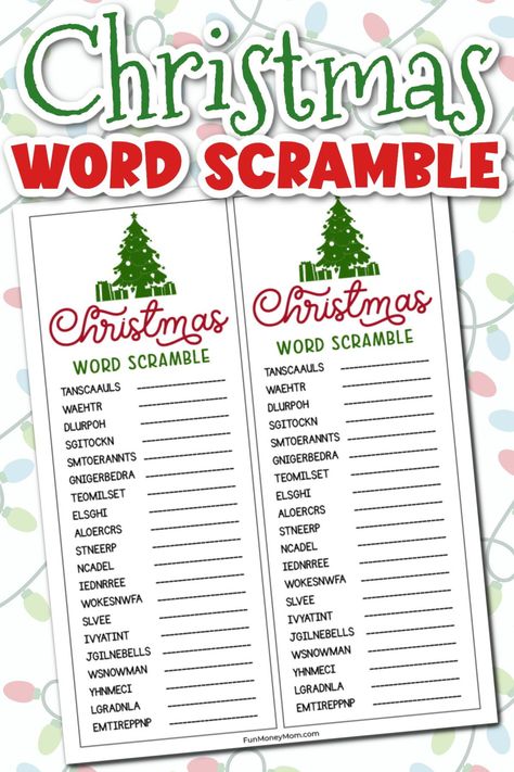 This free printable Christmas Word Scramble is the perfect Christmas activity for little ones. It's a great holiday game that'll keep them entertained (and off TV) over the winter break. Christmas Word Scramble Free Printable, Free Christmas Games, Christmas Word Scramble, Christmas Trivia Games, Work Holiday Party, Printable Christmas Games, Holiday Words, Fun Christmas Games, Christmas Trivia