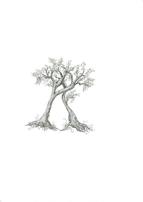 Two trees growing as one- organ donation symbol Two Trees Intertwined Tattoo, Best Friend Tree Tattoos, Love Tree Tattoo, Tree Couple Tattoo, Intertwined Tree Tattoo, Intertwined Tattoo Ideas, Couples Tree Tattoo, Two Trees Tattoo, Two Trees Intertwined