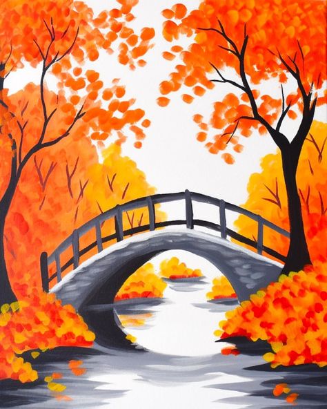 Remember those childhood walks through the park, kicking fallen leaves and feeling the magic of the season? This painting captures that essence. Tonight we are painting this. Link in the comments Road Painting, Sip N Paint, Fallen Leaves, The Perfect Girl, Painting Workshop, Simple Acrylic Paintings, Paint And Sip, The Park, The Golden