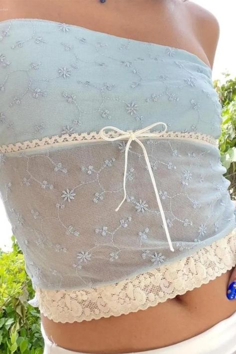 Long Bandeau Top, Lace Tube Top, Summer Party Outfit, Fashion Vocabulary, Women Y2k, Tube Tops, Backless Top, Top Streetwear, Flower Lace