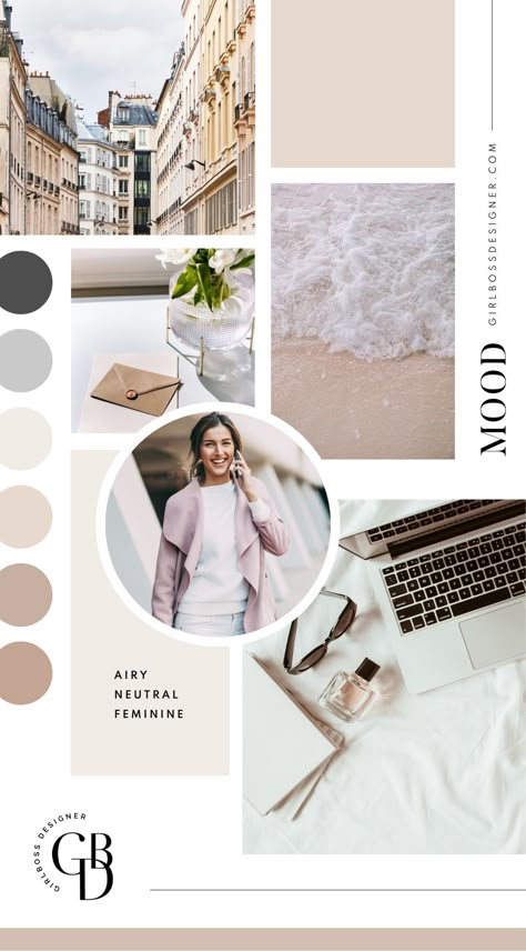 Blog Color Palette, Neutral Inspiration, Branding Mood Board Inspiration, Website Moodboard, Feminine Color Palette, Blush Color Palette, Brand Palette, Website Color Palette, In Flow