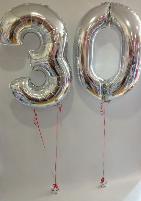 Large Silver 30 Number Balloons (With Red Ribbon) Silver 30 Balloons, 30 Balloons Number, 30 Birthday Balloons, 30th Balloons, Number Balloons Photoshoot, Party Decorations 30th Birthday, 30th Party Decorations, Balloons 30th Birthday, 30th Birthday Balloons