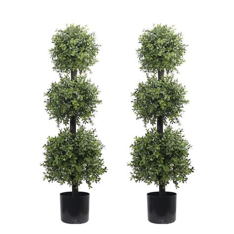 PRICES MAY VARY. PRODUCT DETAILS - Set of 2, Height, Approx 38'' and 3 Balls in Mini Size. Pre-potted in a plastic, 5''W x 5.9''H. Natural trunk with good craftsmanship, 7 layered leaves makes it more natural feeling GREENERY HOME TOPIARY TREE - To make it highly realistic, the artificial tree features PE leaves to imitate the real plant. The delicate texture and vivid color makes it look like a real one, and real wood trunk delivers the natural touch INDOOR & OUTDOOR | UV & WATER RESISTANT - Fa Topiary Tree Front Door, Faux Outdoor Plants Front Doors, Front Porch Topiary Ideas, Modern Topiary Front Door, Front Porch Faux Topiary Ideas, Faux Plants For Front Porch, Fake Outdoor Plants Front Doors. Arrengment, Outdoor Door Decor, Planters For Front Porch