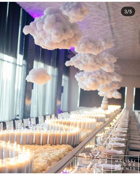 Cloud Theme Party, Cloud Party, Cloud Theme, Prom Themes, Idee Babyshower, Prom Theme, Long Table, Cabbage Patch Kids, White Party