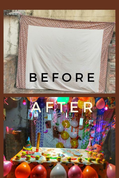 This diy birthday decoration idea is very easy and can be done in no time . This one was for children birthday party but you can make changes according to your wish.                                             #birthday #party #ideas #diy #decoration #birthdayparty #birthdaypartydecoration #birthdayideas #decorationideas #partyideas #low #budget #underbudget #diyideas #birthdaydecorationideas #children #childrenbirthday #childrenbirthdayparty #childrenbirthdaydecoration #instantdecoration #quick Budget Birthday Party, Budget Birthday, Cheap Party Decorations, Party Favor Ideas, Budget Party, Diy Birthday Decorations, Birthday Idea, Favor Ideas, No Money