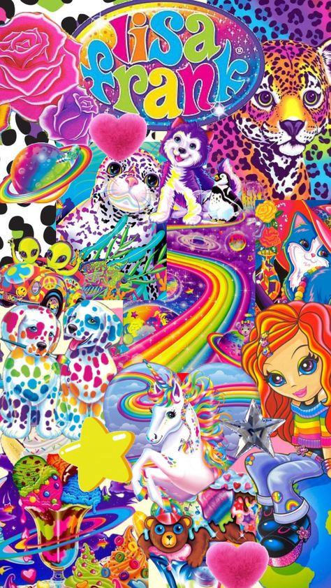 #lisafrank #90saesthetic #rainbow #colors #nostalgic #childhood  #memories #pink #yellow #purple #dogs #tiger  #collageart Lisa Frank Wallpaper, Frank Wallpaper, Lisa Frank Birthday Party, Lisa Frank Folders, Kidcore Wallpaper, Nostalgic Childhood, Lisa Frank Stickers, Classic Cartoon Characters, Purple Wallpaper Iphone