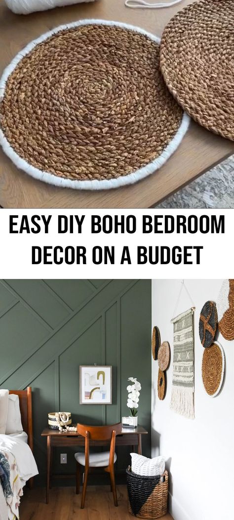 Boho Statement Wall, Bohemian Wall Decor Ideas, Feminine Boho Bedroom, Boho Bedroom On A Budget, Floral Boho Bedroom, Modern Boho Chic Bedroom, Boho Diy Decor, Boho Accent Wall, Affordable Bedroom Makeover