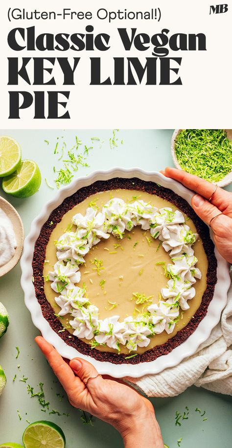 Gluten Free Key Lime Pie, Vegan Key Lime Pie, Dairy Free Whipped Cream, Vegan Key Lime, Homemade Graham Cracker Crust, Lime Pie Recipe, Grain Free Desserts, Homemade Graham Crackers, Tart Filling