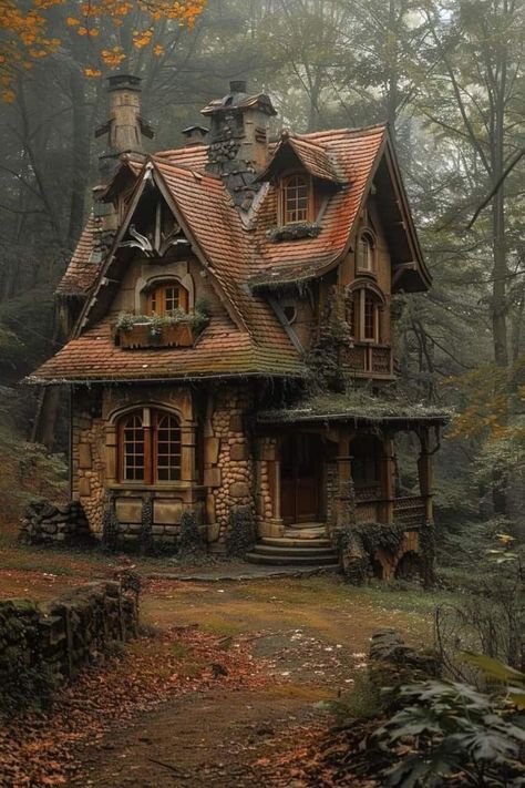 Modern Forest House, Living In The Woods, Forest House Ideas, Witches Cottage, Witchy House, Home In The Woods, Witches House, Magical House, Fairy House Crafts