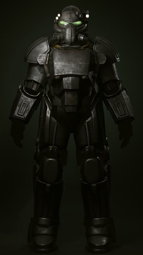 Fallout 3 Style Power Armor-Storyteller, Payton Quinn on ArtStation at https://www.artstation.com/artwork/rAWvoL Fallout 76 Power Armor, Enclave Power Armor, Fallout Outfit Ideas, Power Armor Fallout, Fallout Armor, Fallout 4 Power Armor, Fallout Mods, Fallout Power Armor, Sci Fi Armor