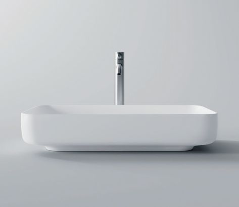 Form Rectangle Above Counter Basin - Matte White | Studio Bagno Bathroom Basins, Hanging Pans, Counter Basin, Shaving Cabinet, Twin Shower, Butler Sink, Back To Wall Bath, Concrete Basin, Fireclay Sink