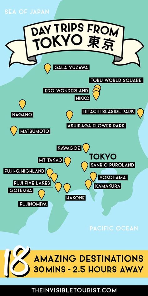 Looking for the best day trips from Tokyo? This guide to side tips from Tokyo covers lesser-known spots, hidden gems and popular bullet train Tokyo day trips ranging from 30 minutes to 2.5 hours away. Includes unusual day trips from Tokyo, too! Step back in time and make the most of your trip by adding these traditional and scenic nature day trips from Tokyo to your Japan itinerary. How many of have you heard of? | The Invisible Tourist Best Day Trips From Tokyo, Tokyo Travel Tips, 10 Day Japan Itinerary, Japan Hidden Gems, Japan Solo Travel, Japan Trip Planning, Tokyo Tourist Map, Tokyo Day Trips, Japan Weather