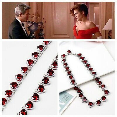 (eBay) Pretty Woman Movie Opera Necklace Julia Roberts Simulated Garnet Diamond Hearts Pretty Woman Necklace, The Proposal Movie, Opera Necklace, Pretty Woman Movie, Woman Movie, Red Diamond, Julia Roberts, Diamond Heart, Dark Red