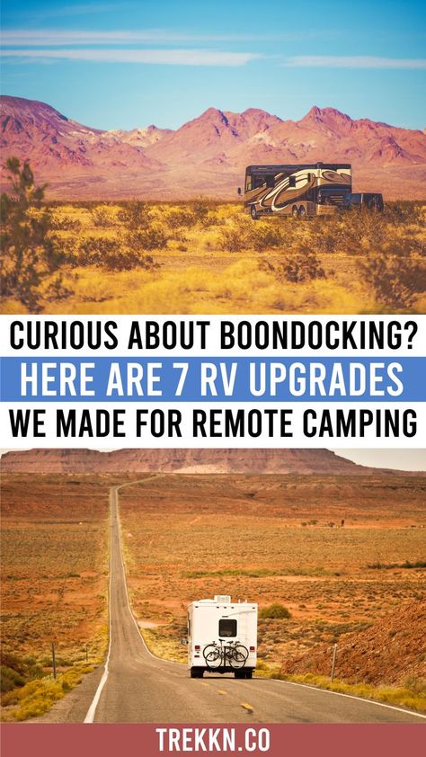 7 RV upgrades for boondocking Boondocking Rv, Camping In Nature, Boondocking Camping, Rv Boondocking, Rv Upgrades, Rv Campsite, Diy Camper Trailer, Small Travel Trailers, Rv Camping Tips