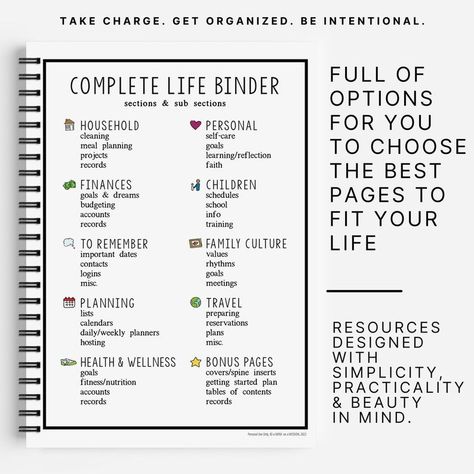 #Life_Binder_Categories #Life_Binder_Printables #Life_Management_Binder #Care_Meals Life Binder Categories, Life Binder Printables, Life Organization Binder, Binder Printables Free, Emergency Binder, Bullet Journal Ideas Templates, Home Binder, Life Binder, Home Management Binder