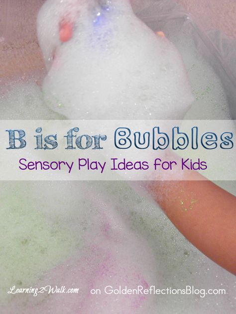 Some fun Bubbles sensory play ideas for kids. www.GoldenReflectionsBlog.com Preschool Letter B, Play Ideas For Kids, Sensory Play Ideas, Coordination Activities, Camp Games, Bilateral Coordination, Play For Kids, Preschool Letter, Sensory Exploration