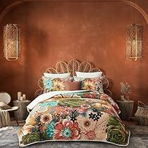 Boho Quilt, Bohemian Bedding, King Size Quilt, Boho Bedding, Floral Quilt, King Quilt, Quilt Set, Queen Quilt, Floral Pillows