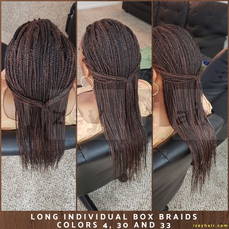 Individual Box Braids.  Color 4, 30 and 33 Colour 30 And 33 Box Braids, Senagalese Twist, Individual Box Braids, Box Braids Long, Mixed Braids, Braid Colors, Braid Styles For Girls, Faux Locs Styles, Braids Color