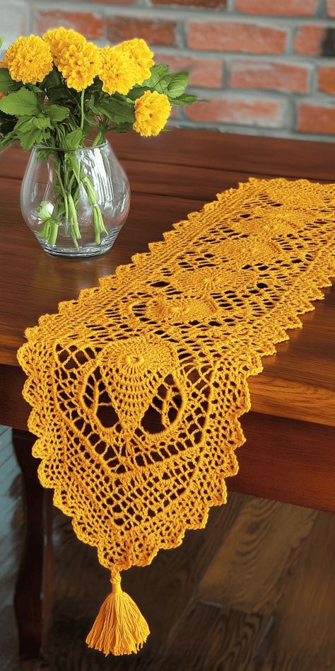 Crochet Pattern Lace Doily Table Runner Crochet Lace Table Runner Pattern Free, Table Runner Crochet Pattern, Runner Crochet Pattern, Doilies Pattern, Doily Table Runner, Table Runner Crochet, Runner Crochet, Crochet Table Topper, Table Runner Diy