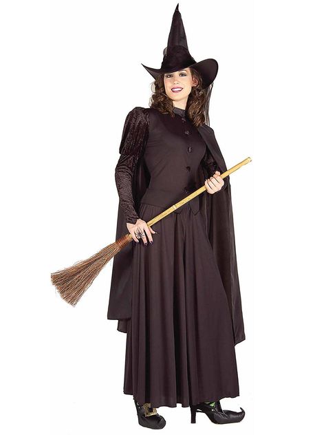 Classic Witch Adult Costume | Wholesale Witch Costumes for Women Classic Witch Costume, A Witch Costume, Modest Halloween Costumes, Wicked Witch Costume, Witch Cape, Witches Costumes For Women, Black Witch Hat, Scary Witch, Witch Costumes