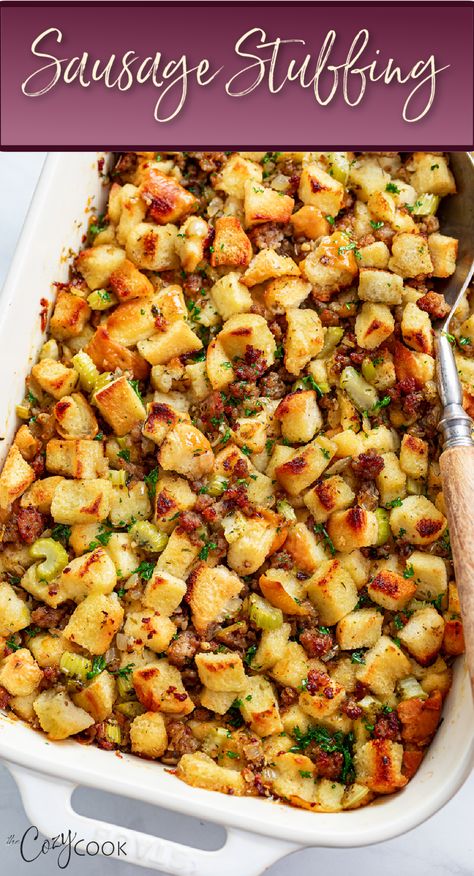 sausage stuffing Homestyle Sausage Stuffing, Chicken Sausage Stuffing, Turkey Stuffing Recipes With Sausage, Best Homade Stuffing, Sausage Turkey Stuffing, Turkey Dressing Recipes With Sausage, Turkey Sausage Stuffing Recipes, Spicy Sausage Stuffing, Thanksgiving Dressing With Sausage