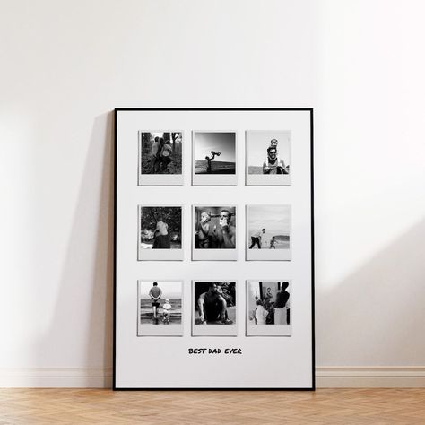 Custom Dad Polaroid Collage Print - Personalized Canva Father's Day Gift, 9 Photo Collage, Unique Dad Keepsake, Retro Style, Best Dad Ever Single Frame Photo Collage, Photo Shelf Display, Polaroid Gift, Polaroid Pictures Display, Polaroid Collage, Gifts For Dad Birthday, Dad Gifts From Daughter, Photo Tapestry, Canvas Collage