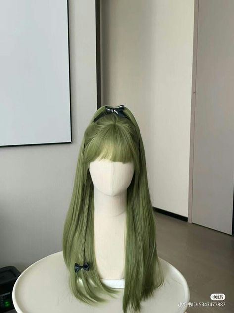 Long Green Hair, Fantasy Oc, Cosplay Hair, Dusty Green, Cool Braid Hairstyles, Pretty Hair Color, Cool Braids, Hair Up Styles, Hairdo For Long Hair