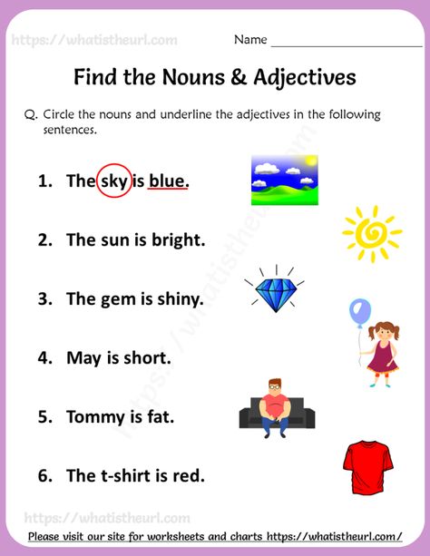 Find the Nouns & Adjectives Worksheets For Grade 1 - 1/1/2021 - Your Home Teacher Nouns And Verbs Worksheets 1st Grades, Verbs And Adjectives Worksheet, Find The Adjectives Worksheets, Adjective Worksheet For Kindergarten, Grammar For Grade 1, Adjectives Worksheet For Grade 1, Nouns And Verbs Worksheets, Adjectives Worksheet, Adjectives Activities