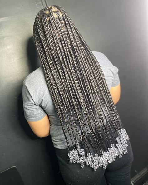 Long Knotless Box Braids With Beads And Color, Knotless With Beads Hairstyles, Box Braids Beads, Knotless Braids Styles, Braids Styles, Long Box Braids, Box Braids Hairstyles For Black Women, Cute Braided Hairstyles, Braided Cornrow Hairstyles