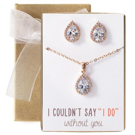 AMY O Wedding Jewelry Set Tear Drop Necklace and Earring Set in Gold Rose Gold or Silver ** You can get added details at the image link. (This is an affiliate link). Gold Earrings And Necklace, Bridal Party Jewelry Sets, Rose Gold Jewelry Set, Gold Jewelry Set, Rose Gold Bridesmaid, Bridal Party Jewelry, Earrings And Necklace Set, Gold Bridesmaids, Bridesmaid Gifts Jewelry