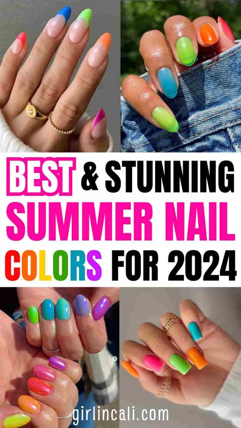 Best Summer Nail Polish Colors For 2024 - Girl In Cali Summer Nail Polish Colors, Summer Nail Color, Colors For 2024, Nail Polish Colors Summer, Easy Dip, Extension Nails, Summer Nail Polish, Flowers Daisy, Shape Nails