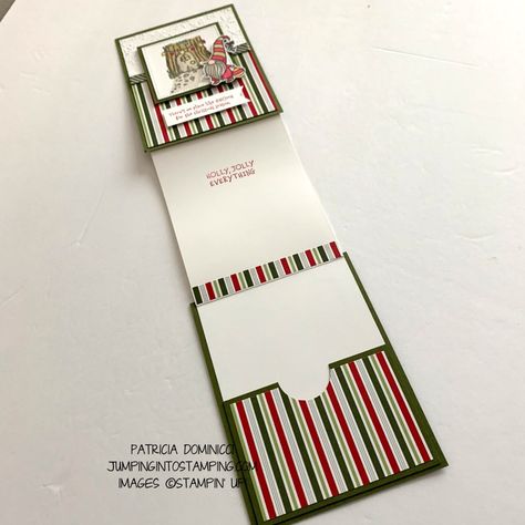 Gnome for the Holidays Fun Fold Gift Card Holder – Jumping Into Stamping Business Cards Holder, Gnome For The Holidays, Gift Cards Money, There Is Still Time, Cards Holder, Holiday Stamping, Circle Punch, Card Tutorials, Paper Pumpkin