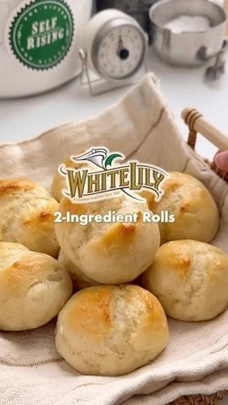 White Lily on Instagram: "Dinner rolls without yeast? It feels like magic! These are by far the easiest rolls you will ever make. With only 2 ingredients, these rolls can go from nothing to something in mere minutes. The best part — they taste like the perfect combination of dinner rolls and biscuits! Find the full recipe for these 2-Ingredient Rolls below!👇️⁠
⁠
✨Don’t forget to SAVE this recipe for later!✨⁠
⁠
Ingredients:⁠
• 1 1/2 cups White Lily Self-Rising Flour, plus more as needed⁠
• 1 cup plain Greek yogurt, cold⁠
⁠
Directions:⁠
1. Preheat oven to 350F.⁠
⁠
2. In a large bowl, combine self-rising flour and cold yogurt until a shaggy dough forms.⁠
⁠
3. Turn out onto a floured surface and gently knead into a ball. Add more flour as needed until no longer sticky.⁠
⁠
4. Divide into 8 dou White Lily 2 Ingredient Rolls, White Lily Bread Flour Recipes, 2 Ingredient Rolls, White Lily Flour Recipes, Dinner Rolls Without Yeast, Bog Jacket, Rolls Without Yeast, Dinner Buns, White Lily Flour